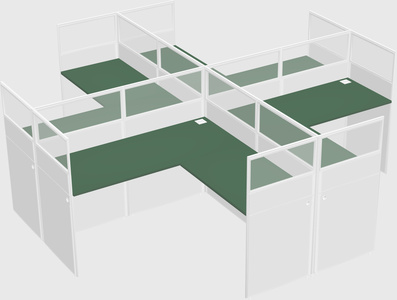 Shared l-shaped cubicles