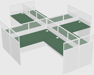 Shared l-shaped cubicles