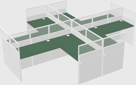 Shared l-shaped cubicles