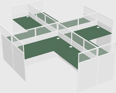 Shared l-shaped cubicles