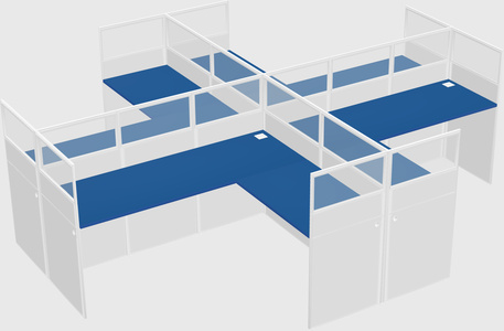 Shared l-shaped cubicles