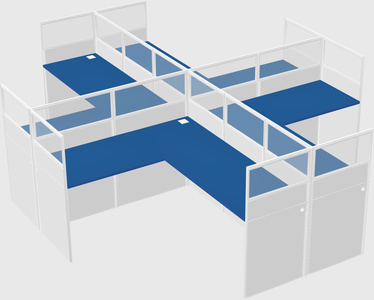Shared l-shaped cubicles