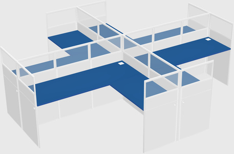 Shared l-shaped cubicles
