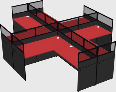 Shared l-shaped cubicles
