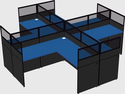 Shared l-shaped cubicles