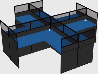Shared l-shaped cubicles