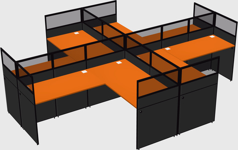 Shared l-shaped cubicles