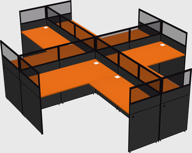 Shared l-shaped cubicles