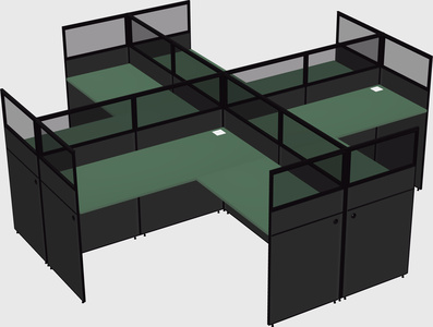 Shared l-shaped cubicles
