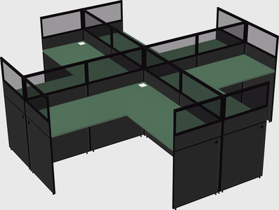 Shared l-shaped cubicles