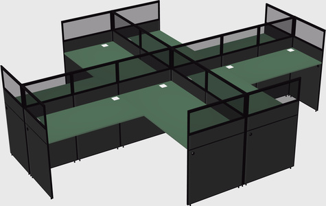 Shared l-shaped cubicles