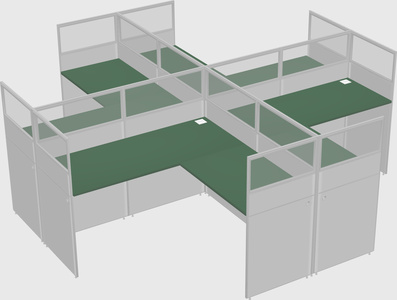 Shared l-shaped cubicles