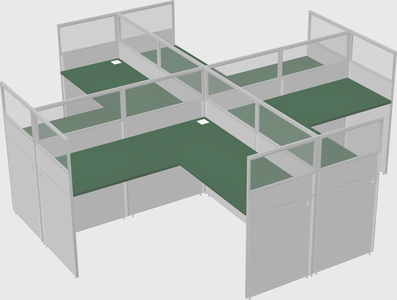 Shared l-shaped cubicles