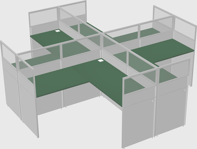 Shared l-shaped cubicles
