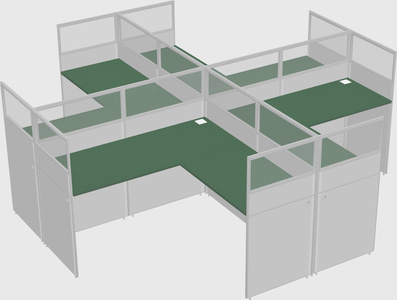 Shared l-shaped cubicles