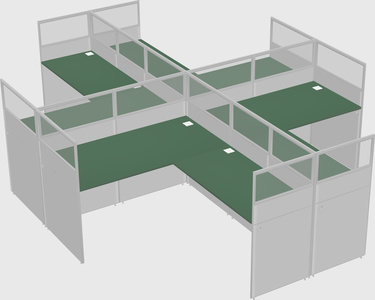 Shared l-shaped cubicles