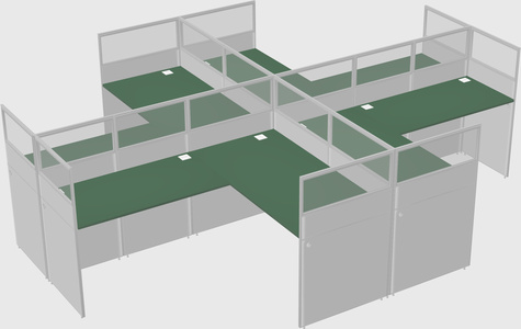 Shared l-shaped cubicles