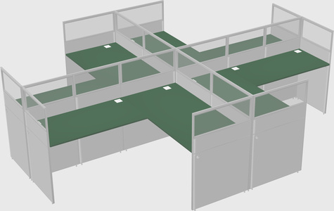 Shared l-shaped cubicles