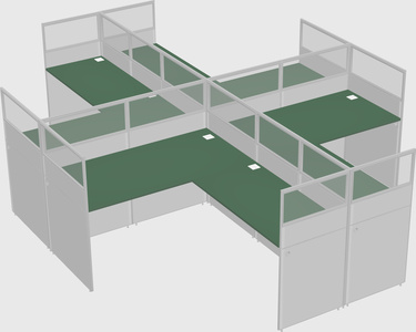Shared l-shaped cubicles
