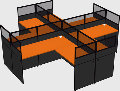 Shared l-shaped cubicles
