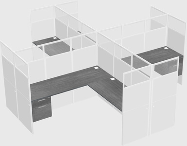 Shared l-shaped cubicles