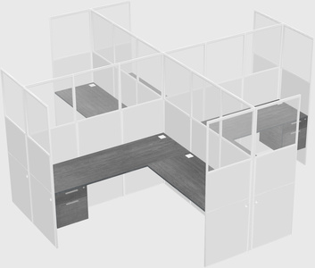 Shared l-shaped cubicles