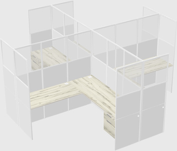 Shared l-shaped cubicles