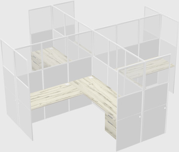 Shared l-shaped cubicles