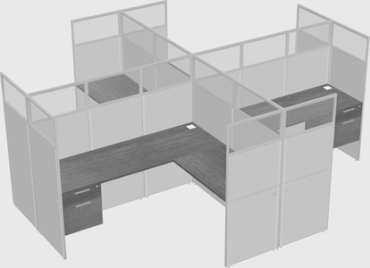 Shared l-shaped cubicles