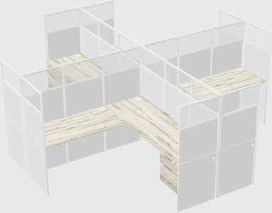 Shared l-shaped cubicles