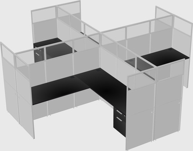 Shared l-shaped cubicles