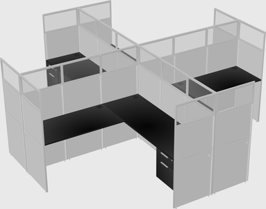 Shared l-shaped cubicles