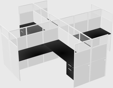 Shared l-shaped cubicles