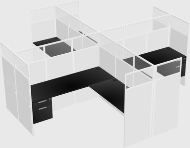 Shared l-shaped cubicles