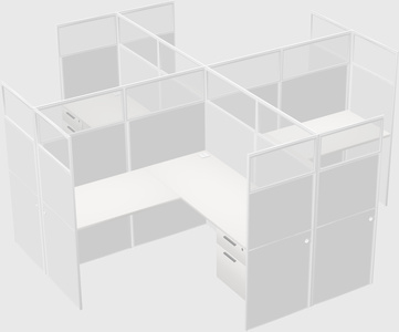 Shared l-shaped cubicles