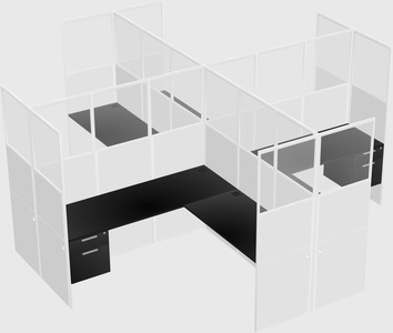 Shared l-shaped cubicles