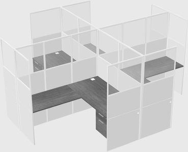 Shared l-shaped cubicles