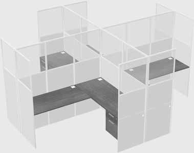 Shared l-shaped cubicles