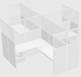 Shared l-shaped cubicles