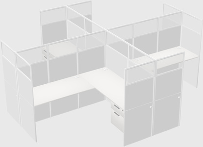Shared l-shaped cubicles