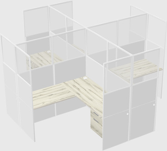 Shared l-shaped cubicles