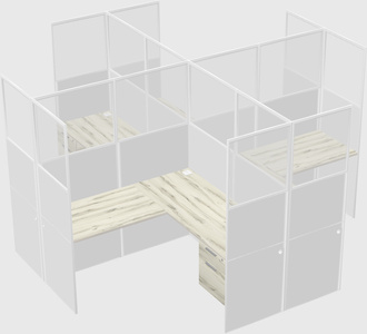 Shared l-shaped cubicles
