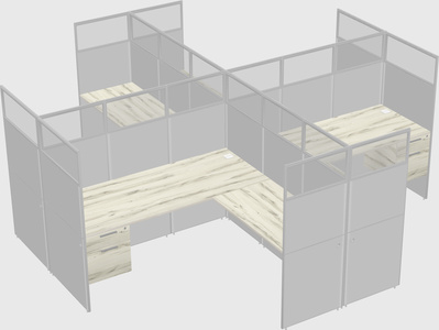 Shared l-shaped cubicles