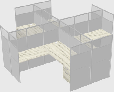 Shared l-shaped cubicles