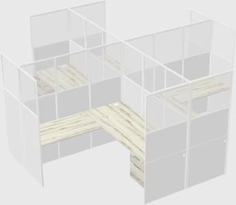 Shared l-shaped cubicles