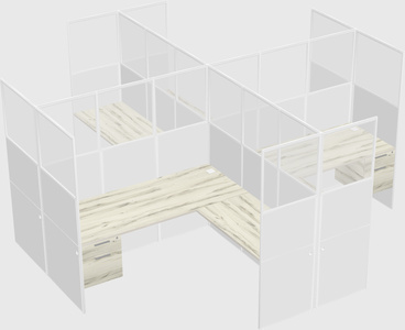 Shared l-shaped cubicles
