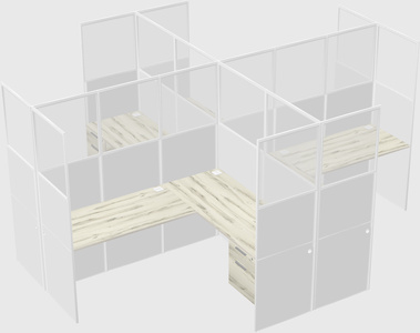 Shared l-shaped cubicles