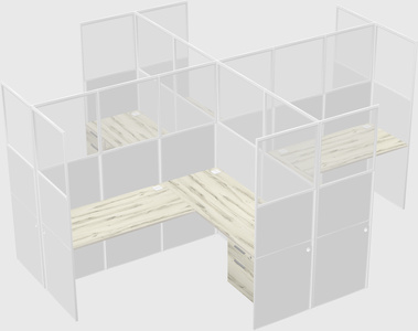 Shared l-shaped cubicles