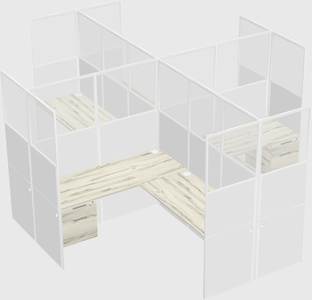 Shared l-shaped cubicles
