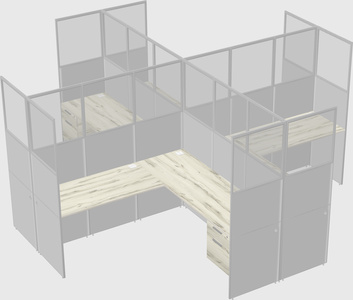 Shared l-shaped cubicles